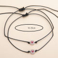 Pink Promise Couple Jewelry Set Valentines Day Gift Couple Bracelets Heart Decor Unisex Lightweight Adjustable Wrist Jewelry. 