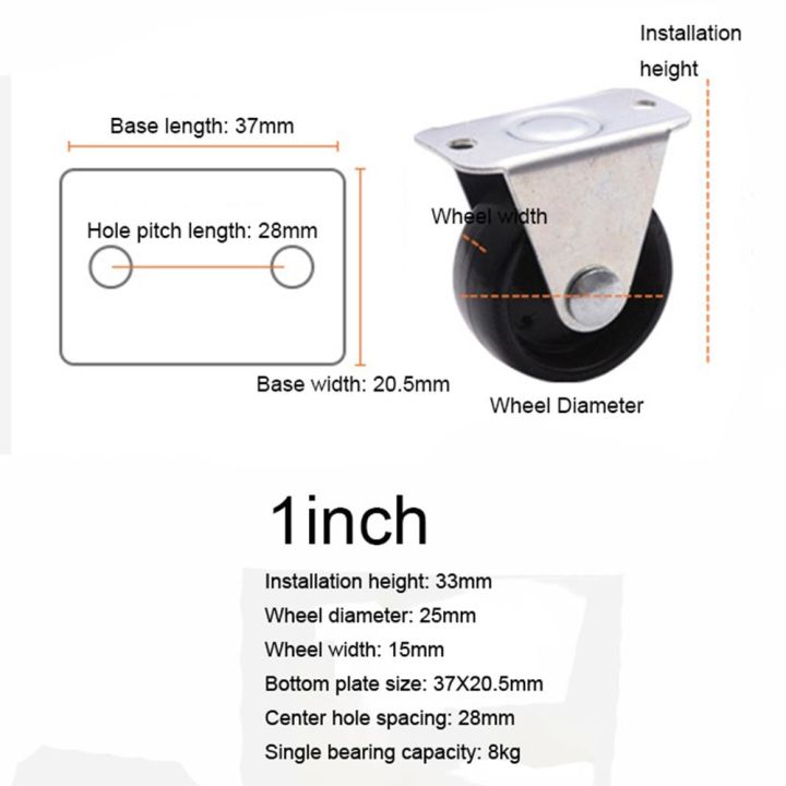 4Pcs%20Low%20Profile%20Black%20Rubber%20Caster%20Wheels%20Small%20Trolley%20Wheels%201''%20Fixed%20Castors%20Workbench%20-%20Image%202