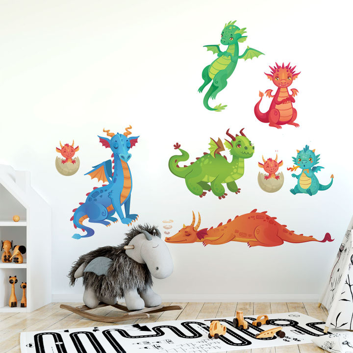 Happy Dragons Animal Wall Stickers 105cm(H) x 135cm(W)