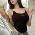 Solid color Women's sleeveless tops slim fit with chest pad summer women's vests Letter Design Chain shoulder strap. 
