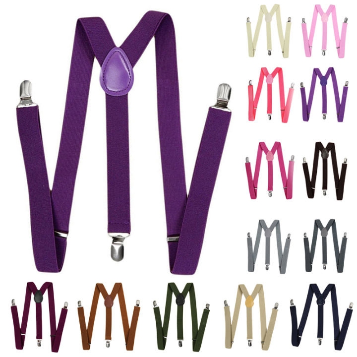 Unisex Clip on Suspender Elastic Y-Shape Back Formal Adjustable Braces, Dark Gray