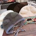 Cute Bear Ear Knitted Woolen Hat Windproof Thickened Ear Protection Cap Keep Warm Beanies Cap for Women. 