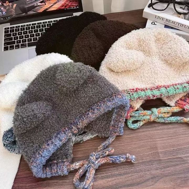 Cute%20Bear%20Ear%20Knitted%20Woolen%20Hat%20Windproof%20Thickened%20Ear%20Protection%20Cap%20Keep%20Warm%20Beanies%20Cap%20for%20Women%20-%20Image%206