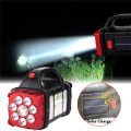 USB Rechargeable Flashlight Solar LED Light with COB Work Light 4 Gear Charge Mobile Phone Camping Lamp ,2678 Rose Red. 