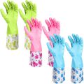 2 Pairs Long Cuff Waterstop Dishwashing Cleaning Household Latex Gloves. 