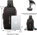 Multifunction PU Chest Bag One Side Bag With USB Charging Port and Password Lock for "' Unisex I Fashion Unisex Bag. 