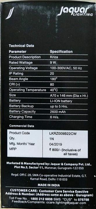 Jaquar%209%20Watt%20Rechargeable%20Emergency%20LED%20Bulb%205%20Hrs%20Backup(Cool%20White)%20-%20Image%205