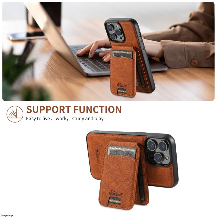 MengsanNew%20High%20Quality%20Leather%20Magnetic%20MagSafe%202%20in%201%20Card%20Holder%20Phone%20Case%20For%20iPhone%2014%2012%2013%2015%20Pro%20Max%20SamsungS22%20S23%20Ultra%20Plus%20Detachable%20Cover%20-%20Image%202