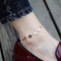 Wenefang 18k Gold Plated Stainless Steel Daisy Flower Chain Ankle Bracelet New style Anklet Beach Barefoot Sandal Foot Jewelry for Women Girl. 
