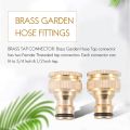 2 Pack Brass Garden Hose/Hosepipe Tap Connector 1/2 Inch and 3/4 Inch 2-in-1 Female Threaded Faucet Adapter. 