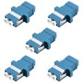 LC Fiber Optic Adapter - LC to LC Duplex Singlemode Coupler - 5 Pack - Blue. 