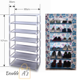 Folding / Portable Fabric Frame Shoe Rack with Water Repellent Zipper Cover in 4, 5, 6, 7, 9 layers / tiers  (Comes in random cover print). 