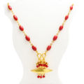 Gold Plated Panchadhatu Muga Mala With Red Stones Embedded Taayou For Women. 