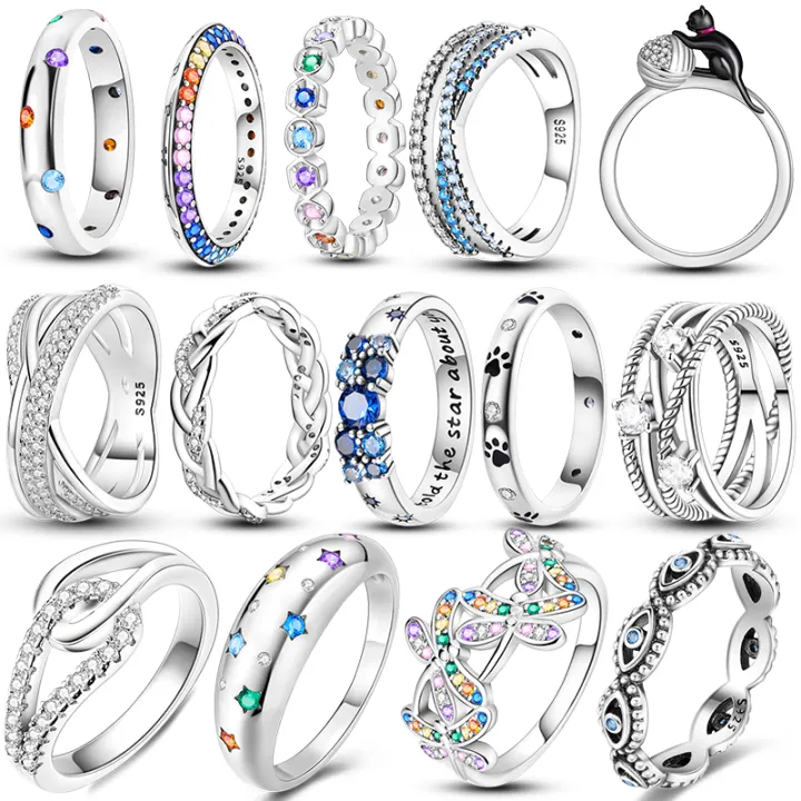 HOT%20Original%20925%20Sterling%20Silver%20Women%20Finger%20Rings%20for%20Women%20Silver%20Cocktail%20Ring%20Geometric%20Butterfly%20Round%20Shape%20Luxury%20Jewelry%20-%20Image%203