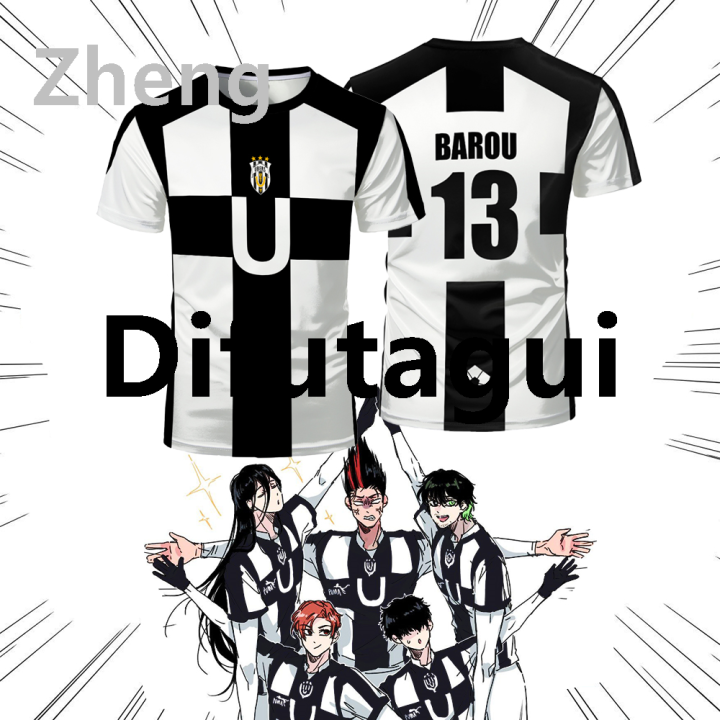 Difutagui Zheng High Quality 2024 Five Person Pattern Vl Replika Anime Uber Blue New style Lock Full Print Men Tshirt Cosplay Football Jersey Futsal Pattern Tee