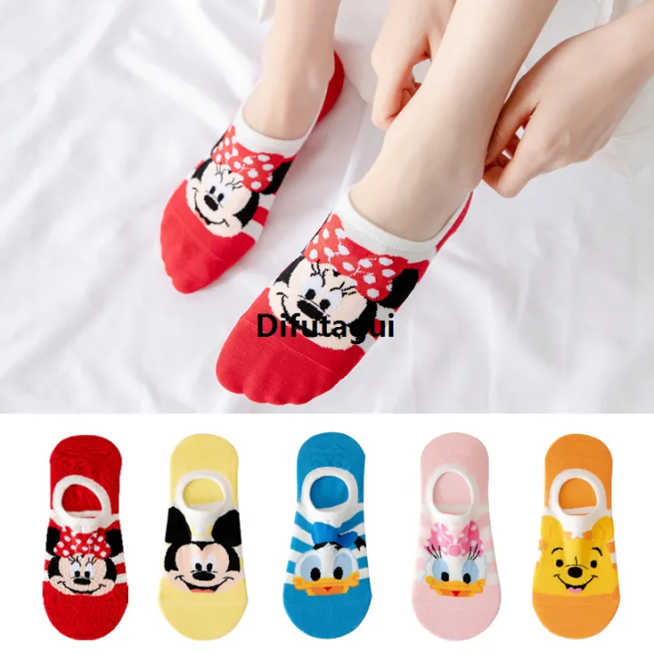 Difutagui%205%20Pairs%20Casual%20Cute%20women%20Socks%20animal%20Cartoon%20Mickey%20Minnie%20Daisy%20socks%20Cotton%20invisible%20funny%20socks%20size%2035-41%20Dropshipping%20-%20Image%202