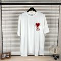 25 Summer New Fashion Brand A*I Heart Patch Round Neck Short Sleeve Loose Fit Unisex Casual Versatile Fashion Top T T-shirt. 