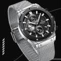 NaviForce NF8027S Men Watch Novicius Business Edition Chronograph Mesh Stainless Steel - Silver/Black. 
