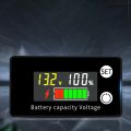 Battery Capacity Tester LCD Color Screen DC Voltmeter with Alarm Temperature Function for Electromobile 8-100V. 