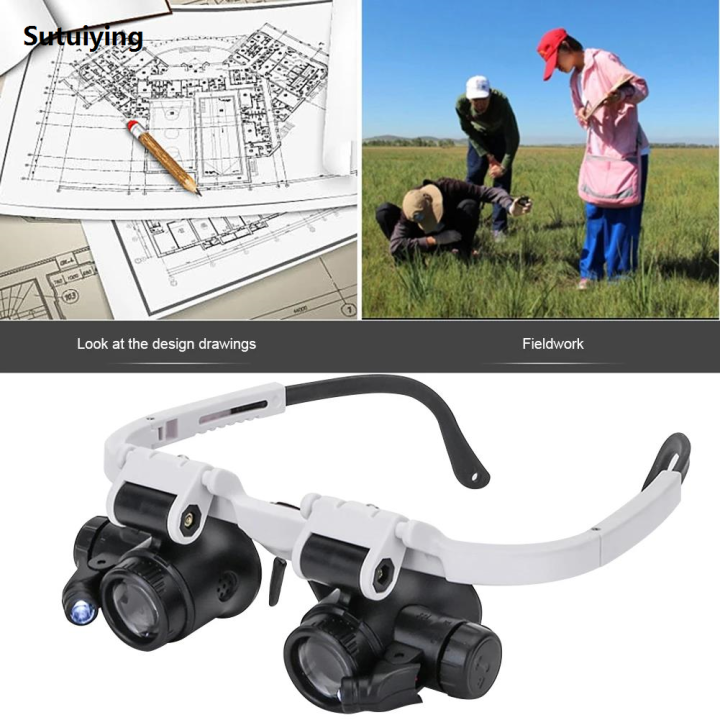 Sutuiying 8X/15X/23X Head-mounted LED Magnifying Glass 2XLED Watch Jeweler Bargain price Repair Reading Observation Telescopic Magnifier Glasses