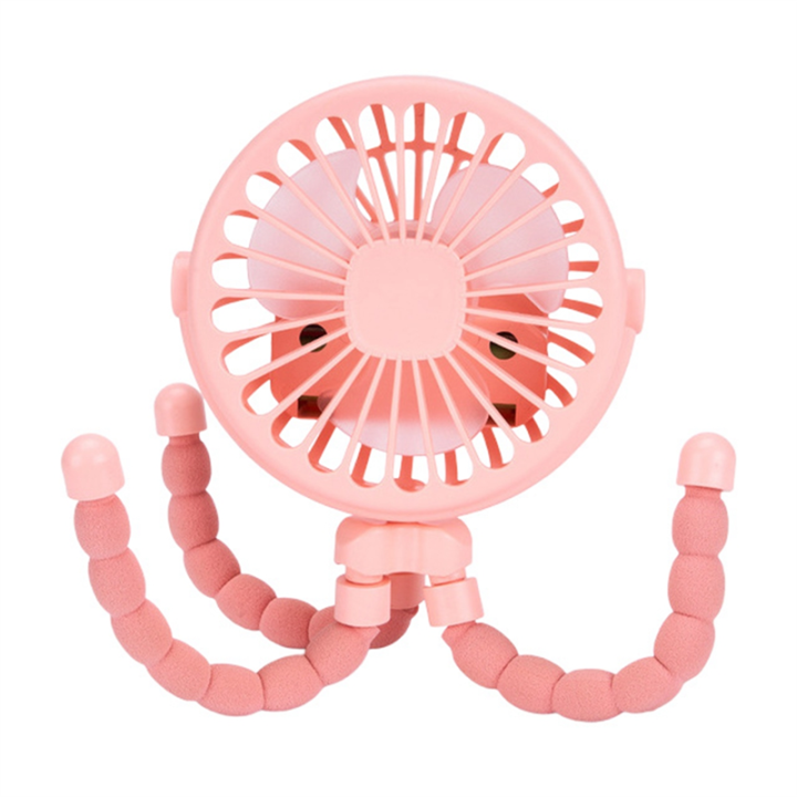JAERBEE Pink Portable USB Rechargeable Silent Mini Fan 3 Speed Adjustable with Lighting Function for Car Seat Stroller