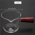 LKPCIGCXM Glass Measuring Cup Espresso Glass 75ML Triple Pitcher Barista Single Spouts with Wood Handle. 