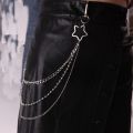 Men Creative Retro Five-pointed Star Harajuku Style Double Layer Multi-layer Jeans Chain Hollow Female Belt Chain Metal Waist Chain Punk Pants Chain. 