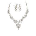 Gifts Accessories Flower Necklace  / Earrings Imitation  Engagement Bridal Wedding  Plated Jewelry Sets. 