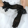 Short Ladies Cosplay Accessories Weddings Wrist Gloves Bride Mittens Mesh Gloves Lace Gloves Large Bownot. 