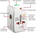 Universal Travel Adapter with 2 USB Charging Slot| International Plug Converter (AU/US/EU/UK) | Surge Protection, Compact Design, Safety Shutter & Travel Pouch - Compatible in 150+ Countries. 