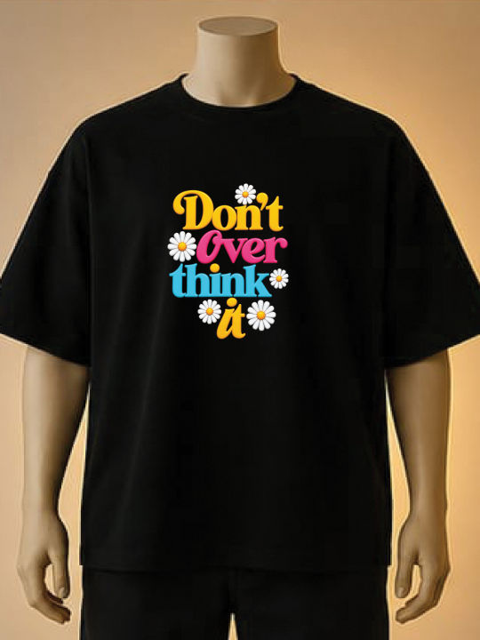 Don%E2%80%99t%20Overthink%20It%20Printed%20T-Shirt%20%E2%80%93%20Brown,%20Cream,%20Maroon,%20Blue,%20White,%20Black%20-%20Image%202