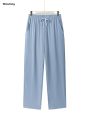 Wenefang Summer Men's Straight Trousers Casual Solid Color Breathable Fashion Drawstring Long Pants Sweatpants Streetwear Men Baggy Pants. 