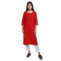 Bisesh Creation Red Slub Rayon Syroshki Worked Kurti For Women - Fashion | Kurta For Women | Women'S Wear. 