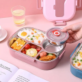 Stainless Steel Insulated Lunch Box With Compartments, Large Size 5 Compartments With Soup Bowl Spoon Fork. 