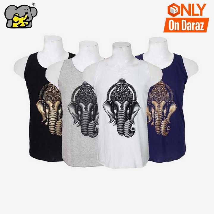 Shangrila Pack Of Four 'Ganesh' Printed Tank Top For Men - Multiple Color Options | Fashion | Tank Top For Men