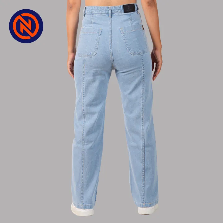 Nepster%20Light%20Blue%20High%20Rise%20Stretchable%20Fancy%20Straight%20Jeans%20For%20Women%20-%20Image%204