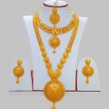 Gold Plated Rani Haar , Mini Haar Necklace Set with Earrings and Sirbindi – Traditional Nepali Jewelry Bridal Set for Women. 
