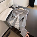 Korean Style College Style Navy Collar Striped Ribbon Long Sleeve T-Shirt for Women with Unique Design, Slimming Base Shirt for Spring and Autumn. 