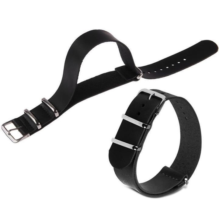 18Mm/20Mm/22Mm Leather Wrist Watch Band Strap Mens Stainless Steel Pin Buckle Black-22Mm