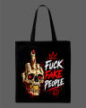 Skull Middle Finger "F**k Fake People Printed  Tote Bag– Black & White. 