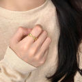 【Mega Ring Niche 2023 New Fashionable Personalized Open Ring Simple Plain Silver Glashness. 