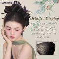Sutuiying Synthetic Wig Hair Bag Fluffy Cute Coil Hair Artifact Double layered Profesional bow hair bun Ancient Style High Temperature Silk Accessorie. 