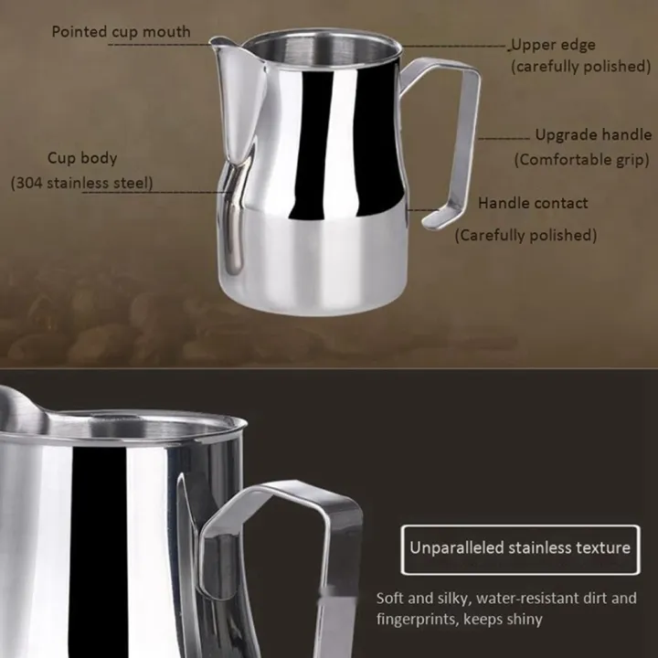 EITGZWAS%201x%20350Ml%20Stainless%20Steel%20Milk%20Frothing%20Pitcher%20Jug%20Espresso%20Coffee%20Milk%20Mugs%20&%2010Pcs%202%20Styles%20Coffee%20Machine%20Brush%20-%20Image%205