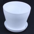 FORIDE 2X Plastic Plant Flower Pot Planter With Saucer Tray Round Gloss Home Garden Decor, White Upper -, 14cm. 