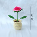Crochet Double Colored Pink Rose with Crochet Pot. 