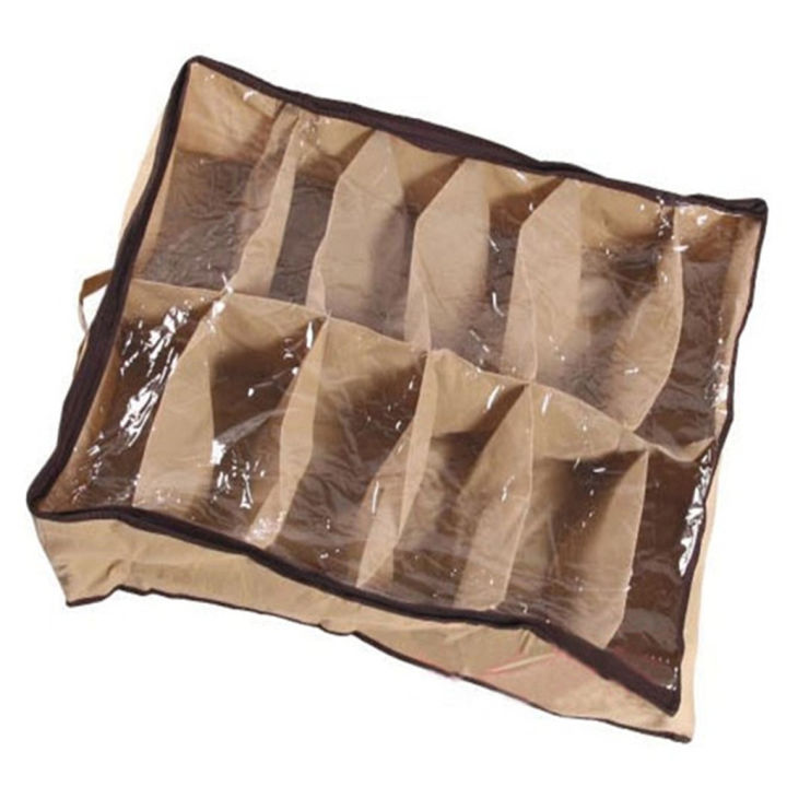 Nonwoven Transparent Creative Shoes Cabinet Dust-Proof 12 Grids Storage Bag Organizer Holder Under Bed Closet