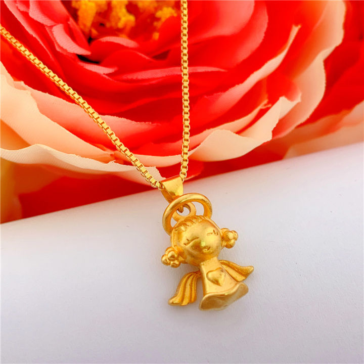 %E3%80%90Essential%20Good%20Item%E3%80%91Necklace%20Women's%20Long-standing%20Color-plated%2024k%20Gold%20Imitation%20Gold%20999%20Gold%20Angel%20Pendant%20Gold%20Jewelry%20-%20Image%202