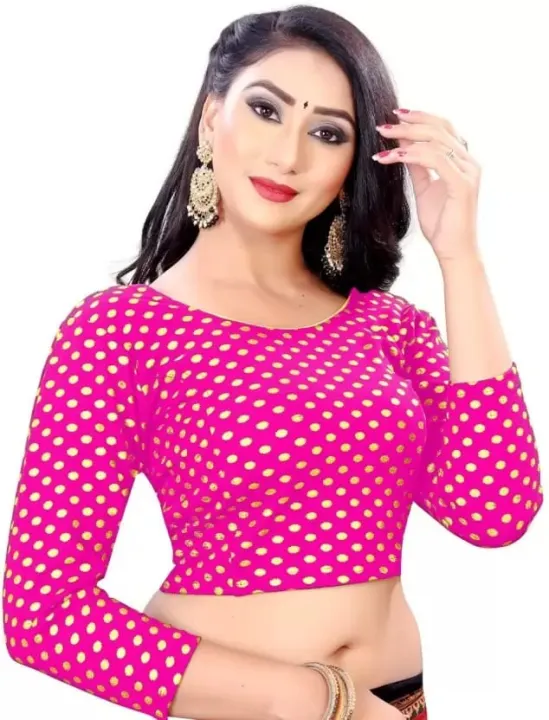 Pink%20Readymade%20Stretchable%20Blouse%2028%20to%2048%20Size%20Cotton%20Lycra%20for%20Women%20-%20Image%202