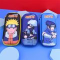 3D Anime Pencil Case Multifunctional Pen Box Large Capacity Stationery Box Double Layer Pen Storage Organizer(3D anime Naruto/kakashi/Sasuke pencil case). 