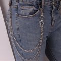 Men Creative Retro Five-pointed Star Harajuku Style Double Layer Multi-layer Jeans Chain Hollow Female Belt Chain Metal Waist Chain Punk Pants Chain. 